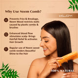 KLOY Oil Treated Kacchi Neem Comb, Treated with Neem Oil & 15+ Herbs for Men, Women (Dual Tooth)
