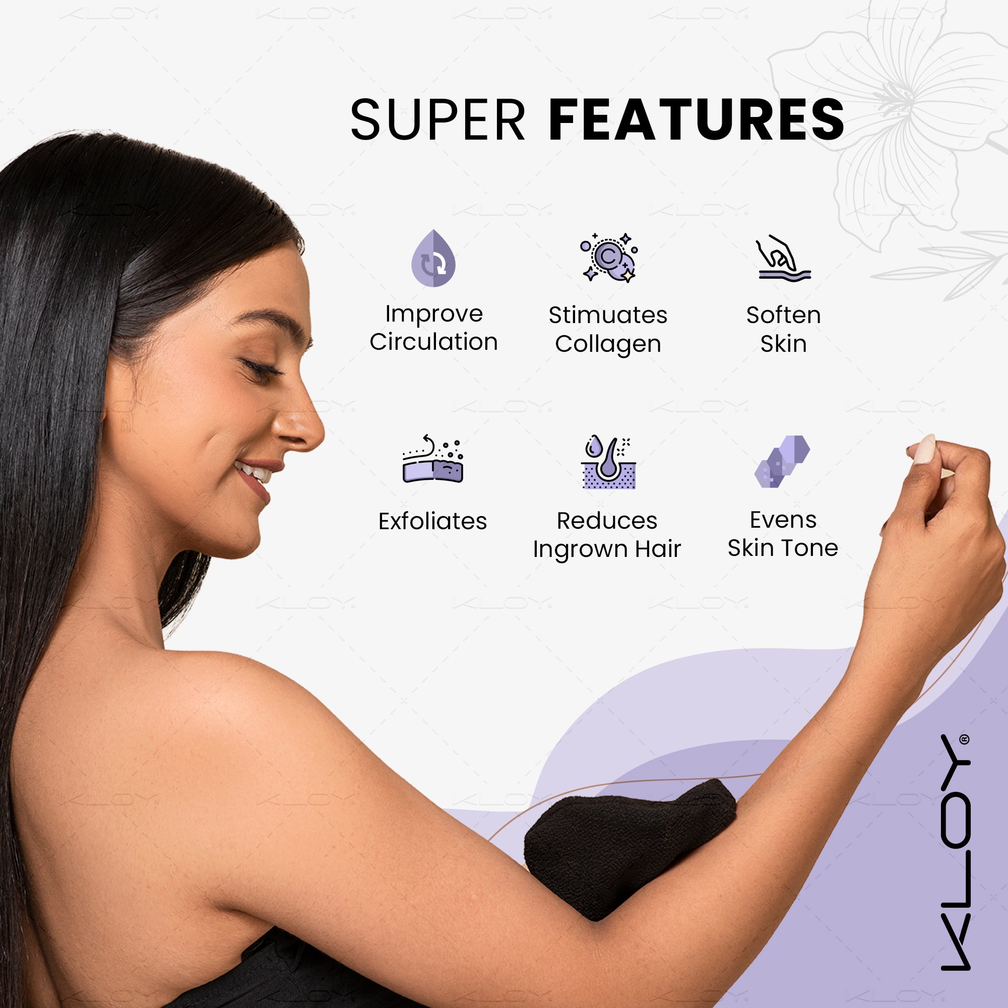 KLOY Korean Style Bath Mitt for Exfoliation & Body Cleanser, Made of 100% Viscose Rayon Fibre