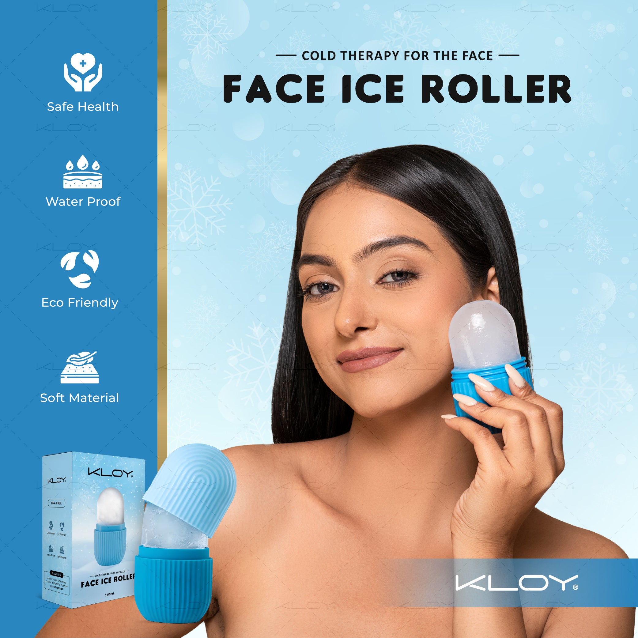 KLOY Ice Roller for Face, Neck, Body, Puffy Eyes and Facial Skin Care (Random Color)