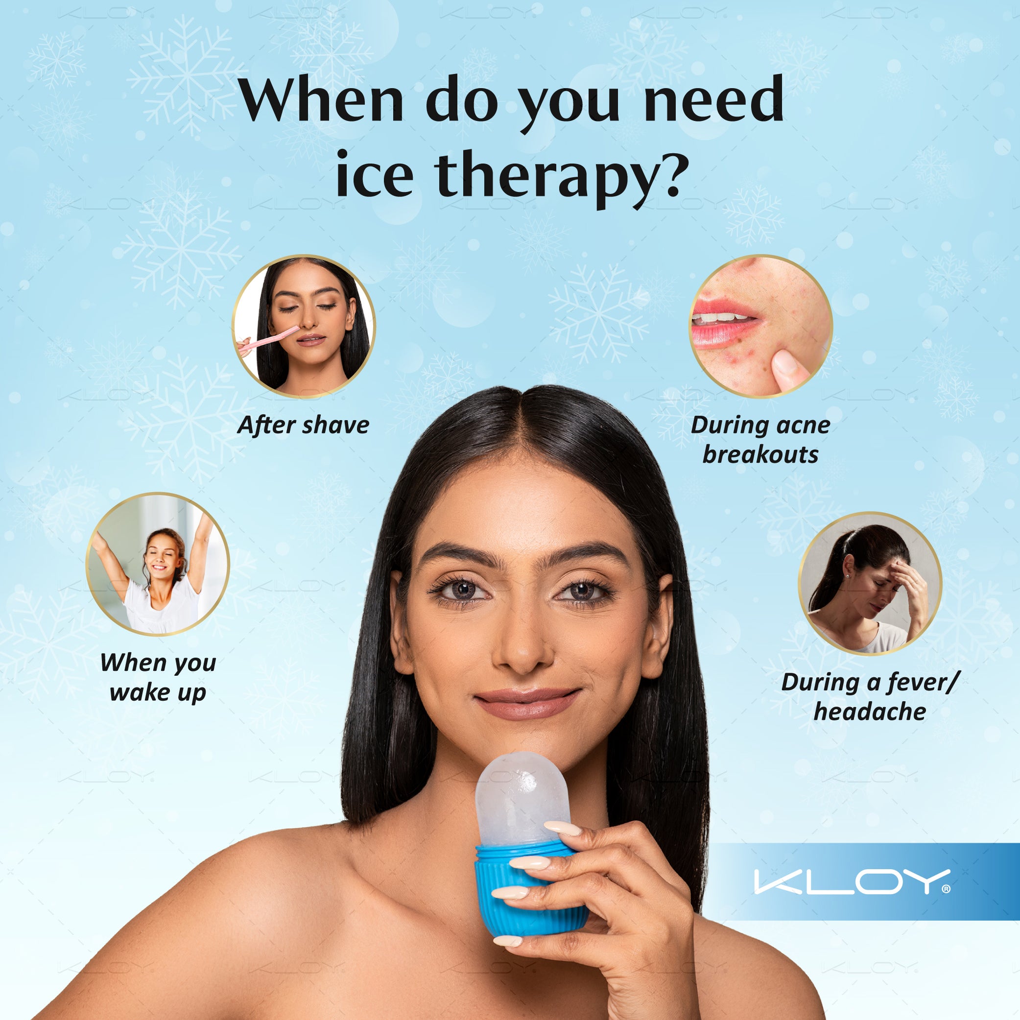 KLOY Ice Roller for Face, Neck, Body, Puffy Eyes and Facial Skin Care (Random Color)