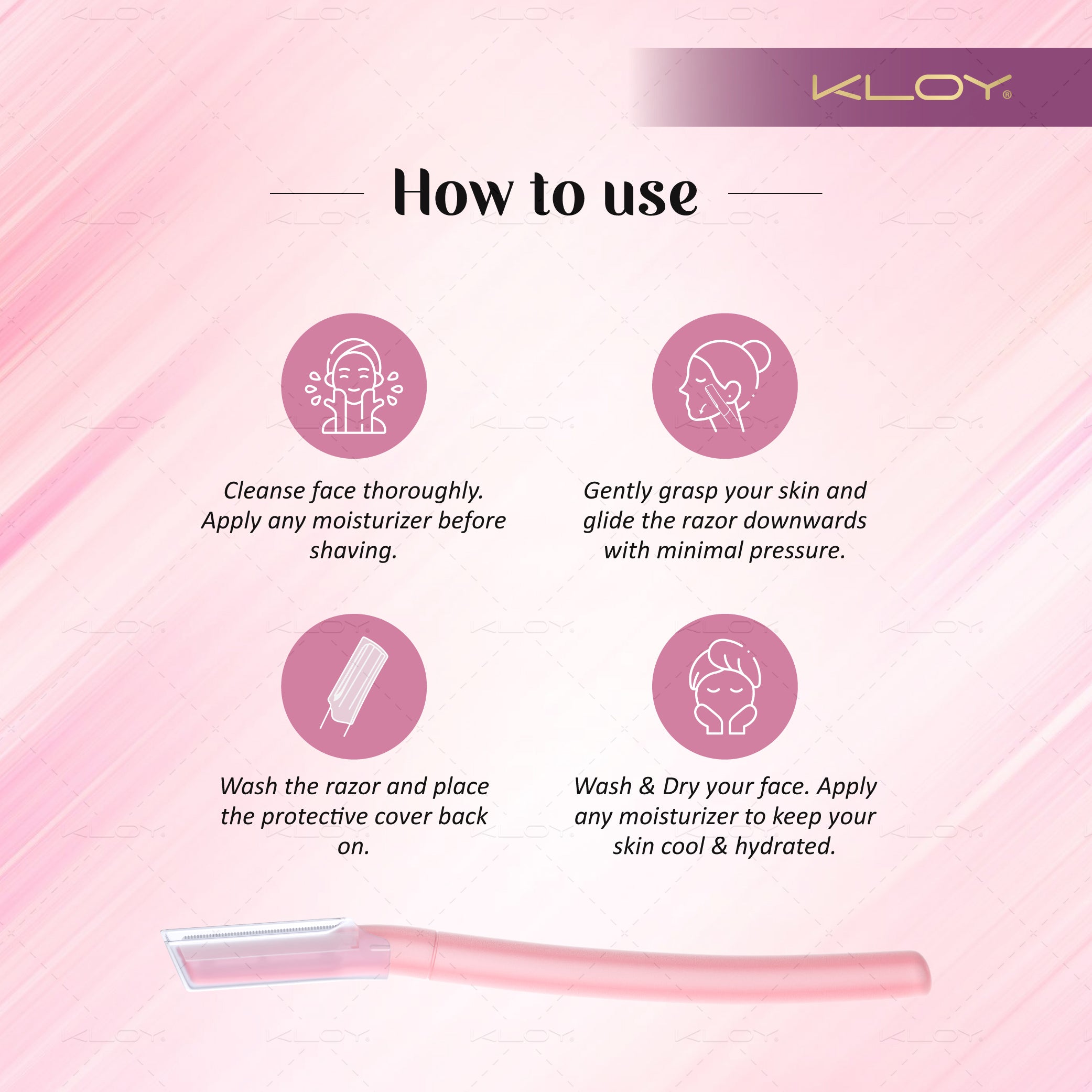 KLOY Facial Razor for Women | SEALED PACK | Instant & Pain Free Hair Removal (Pack of 3)