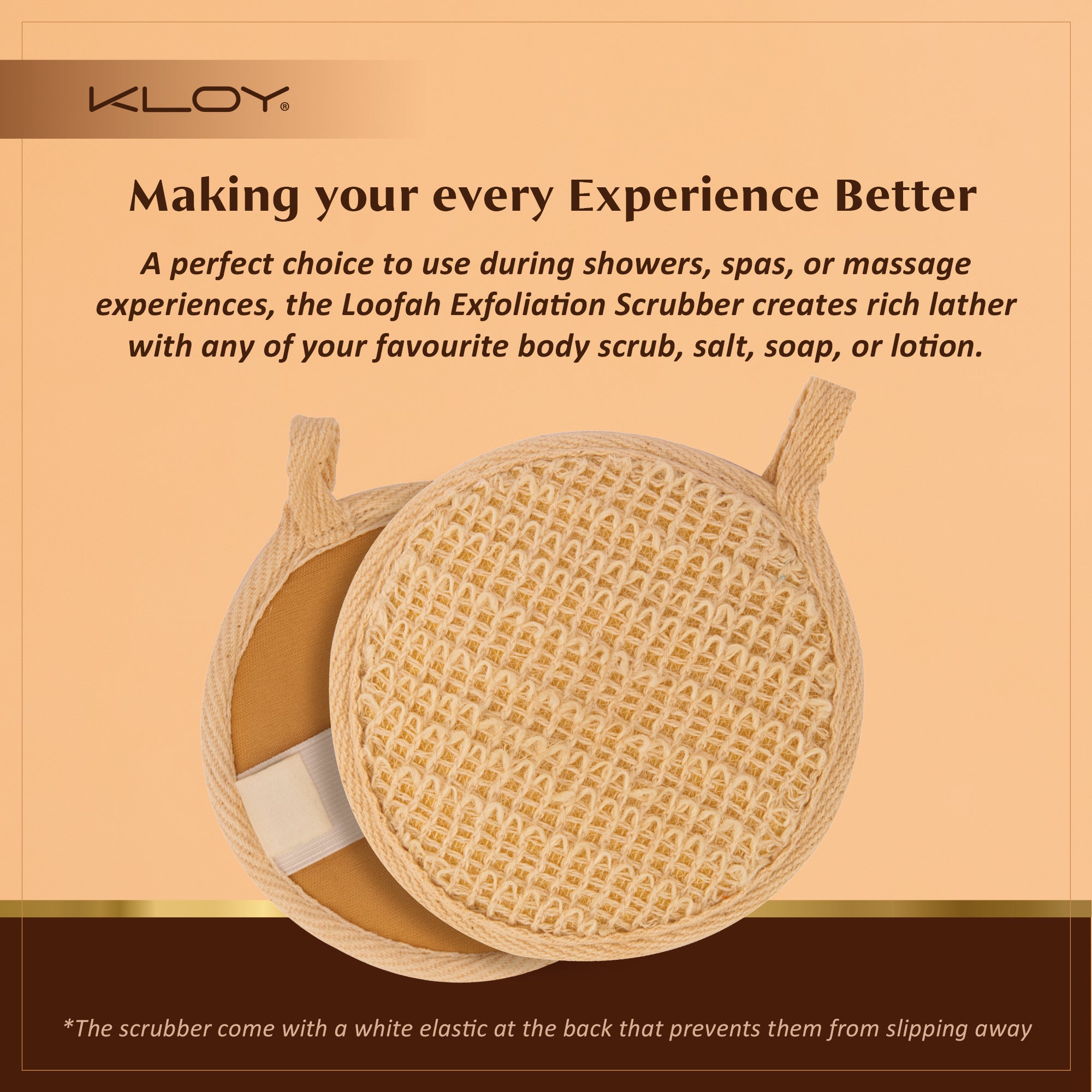 KLOY Natural Ramie Bath Loofah Scrubber Exfoliator, Made of 100% Natural Ramie Fibre (Pack of 2)