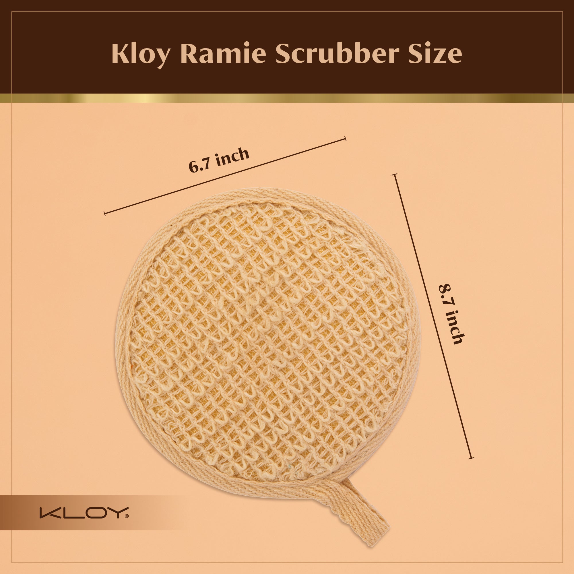 KLOY Natural Ramie Bath Loofah Scrubber Exfoliator, Made of 100% Natural Ramie Fibre (Pack of 2)