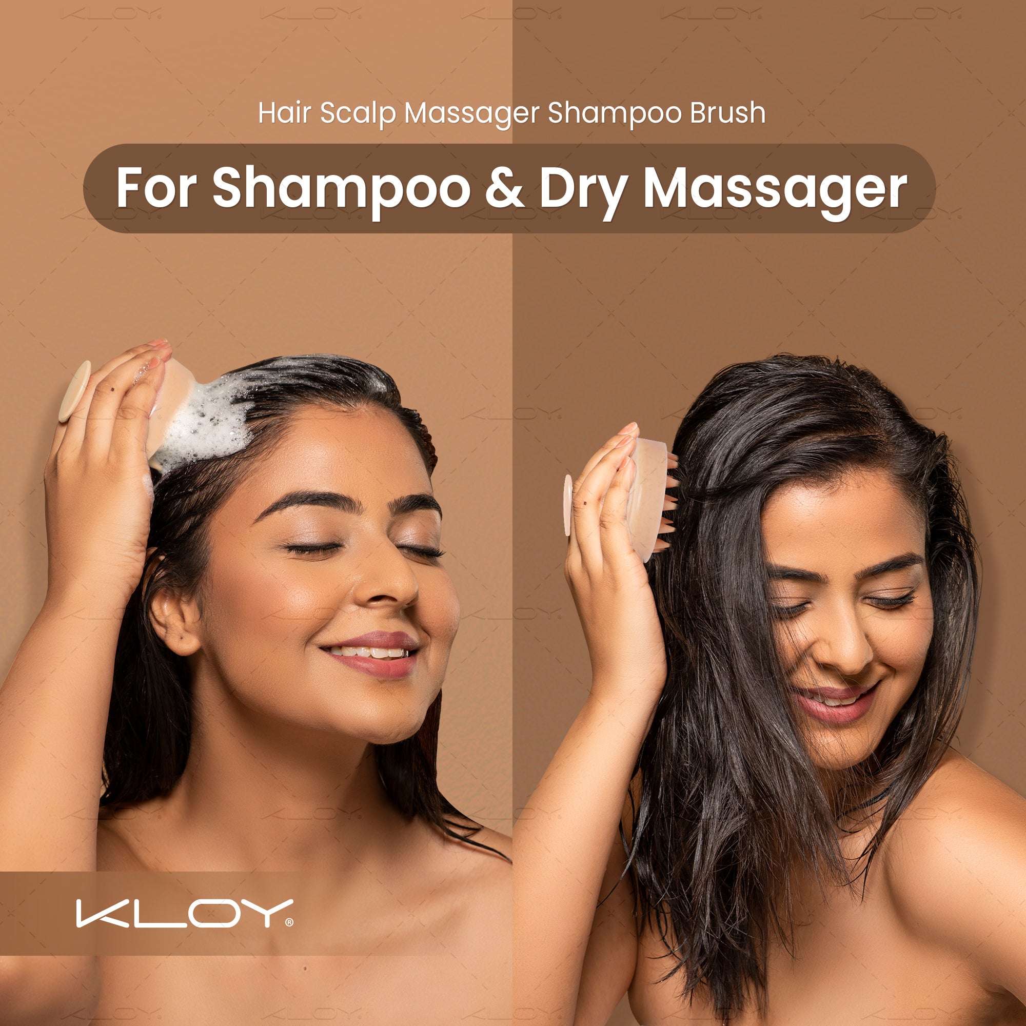 KLOY Round Hair Scalp Massager Shampoo Brush, Super Soft Bristles,  Anti-Dandruff-Textured Beige