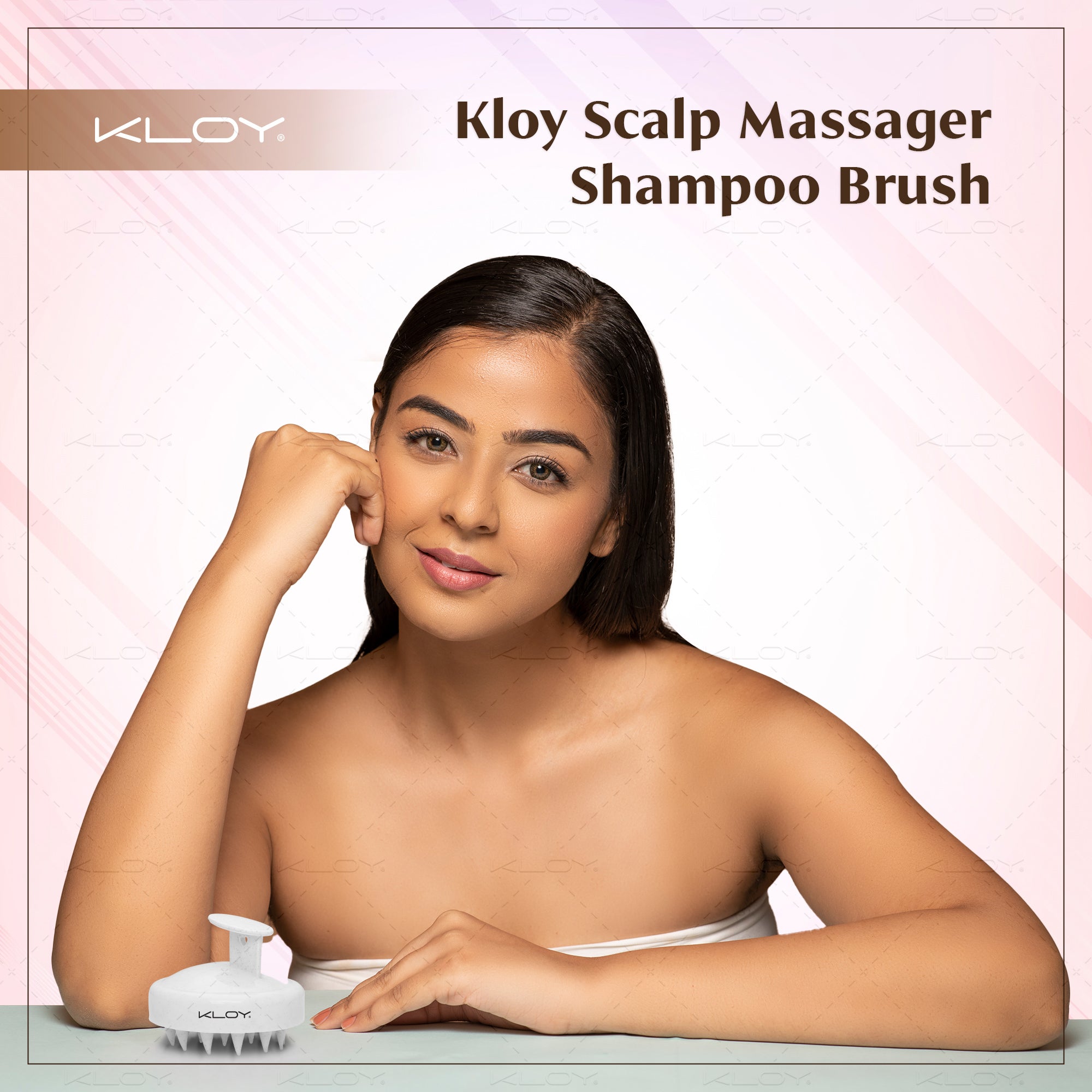 KLOY Round Hair Scalp Massager Shampoo Brush, Super Soft Bristles,  Anti-Dandruff-Textured White