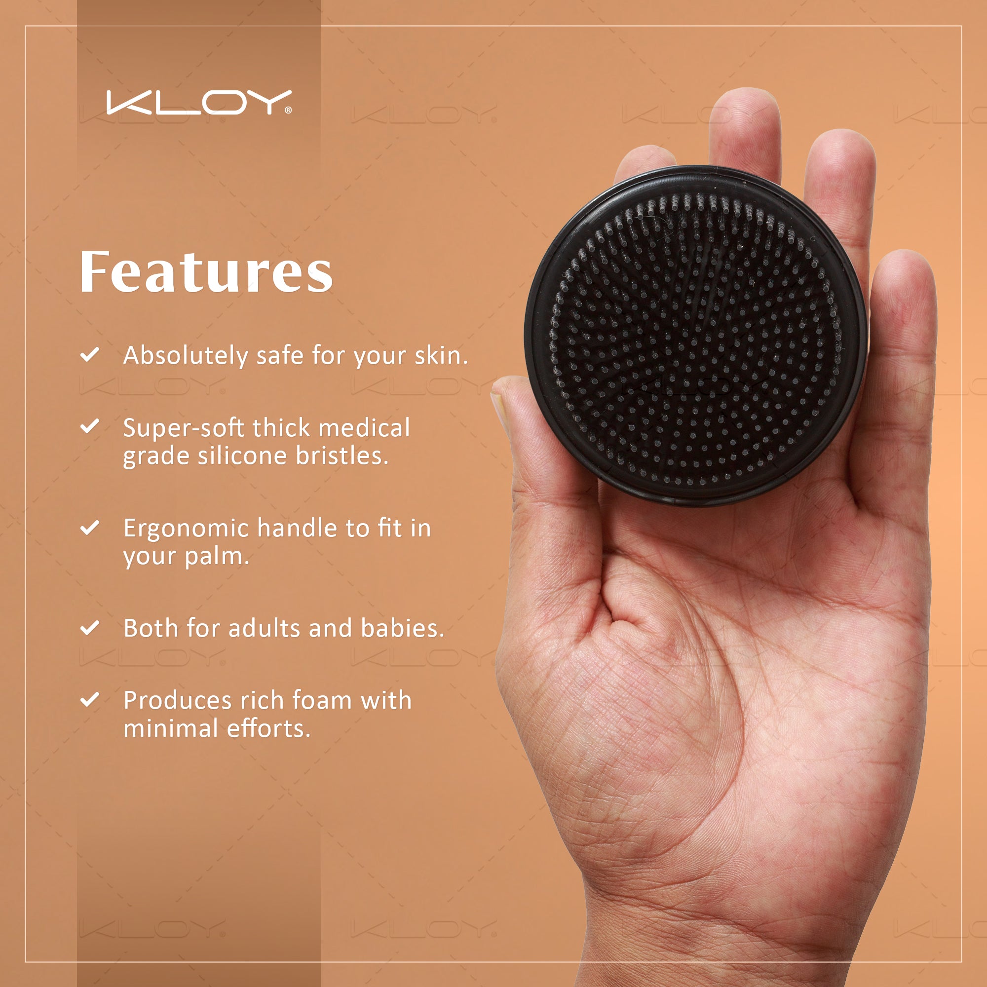 KLOY Bath & Shower Massager Body Brush With Soft Silicone Bristles (Black)