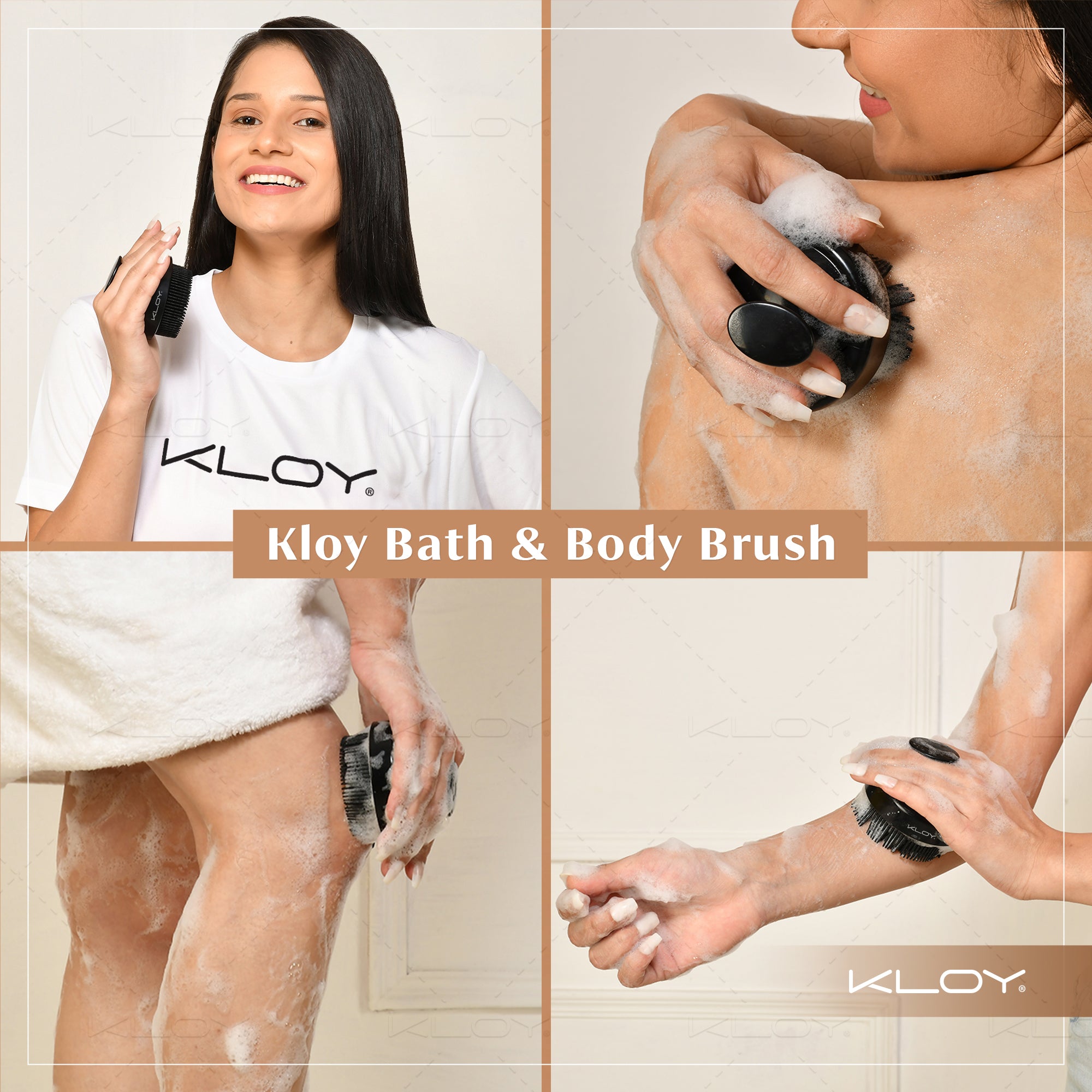 KLOY Bath & Shower Massager Body Brush With Soft Silicone Bristles (Black)