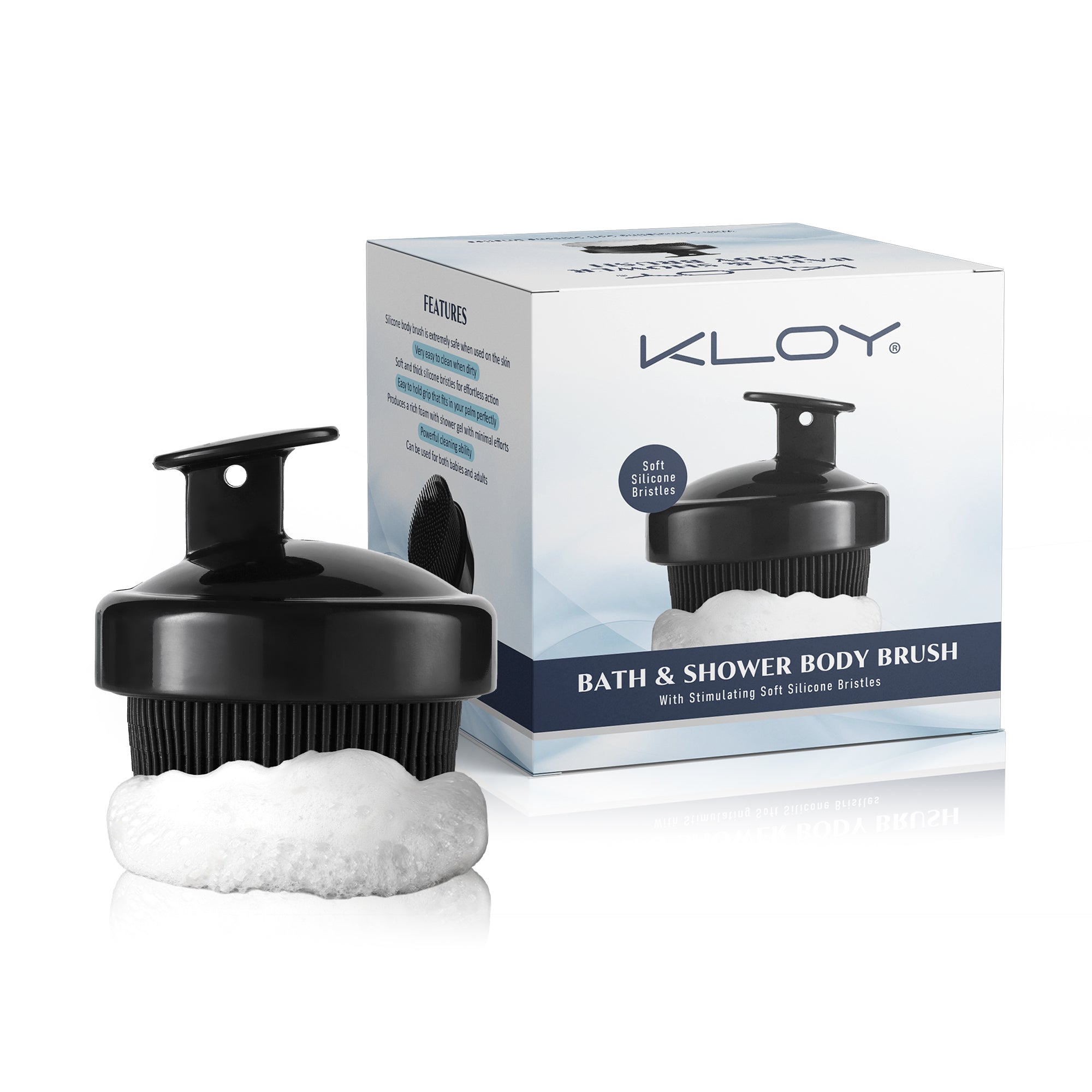 KLOY Bath & Shower Massager Body Brush With Soft Silicone Bristles (Black)