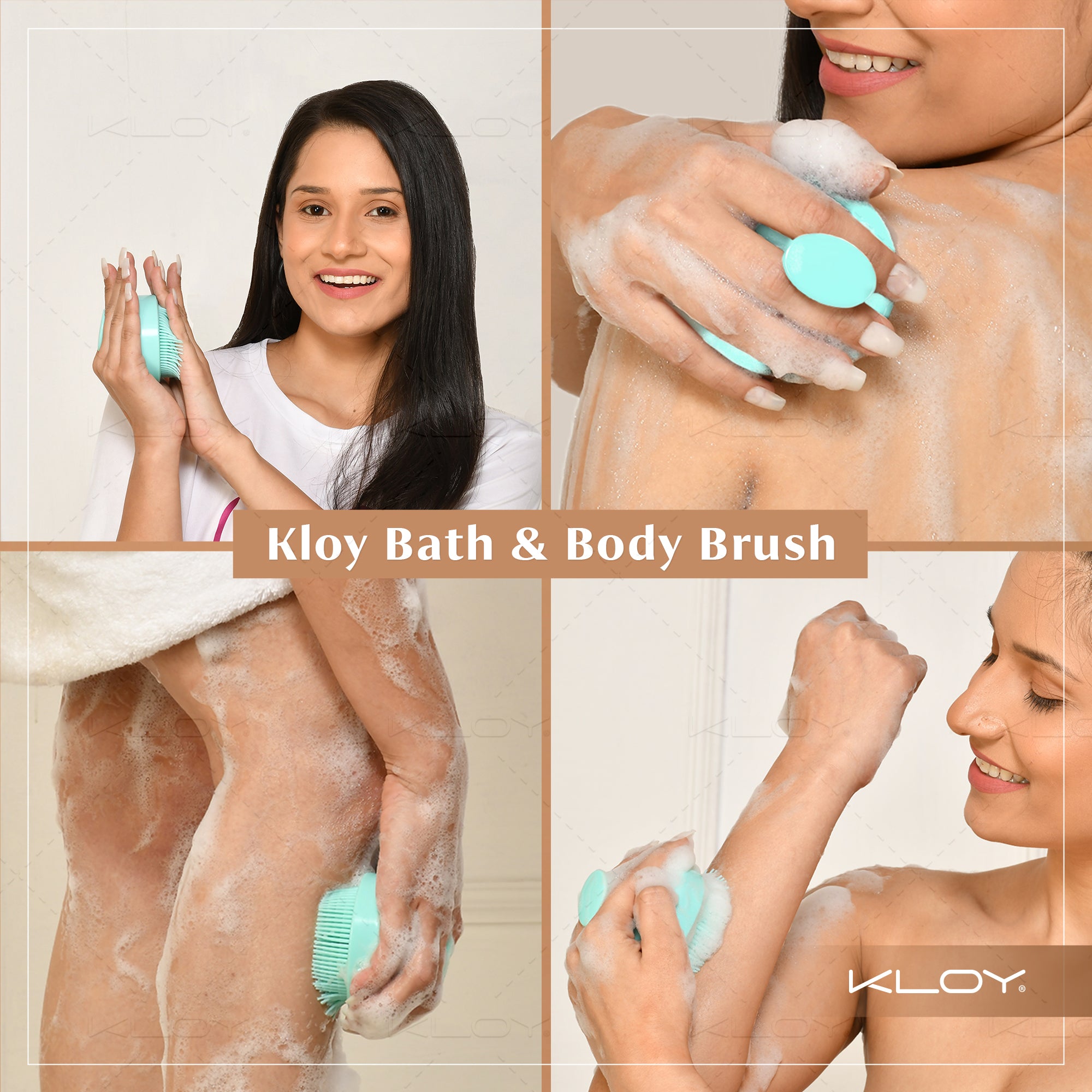KLOY Bath & Shower Massager Body Brush With Soft Silicone Bristles (Green)