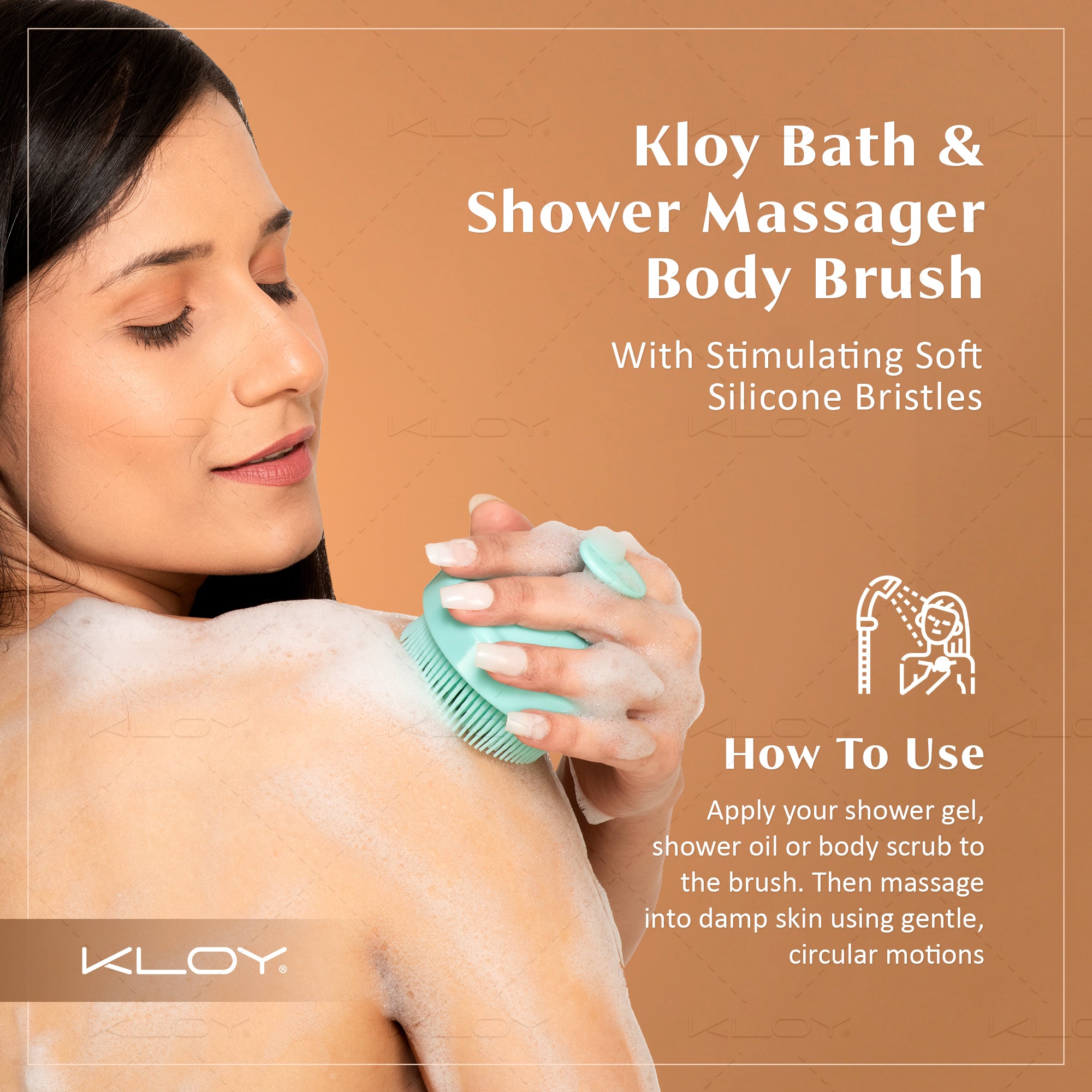 KLOY Bath & Shower Massager Body Brush With Soft Silicone Bristles (Green)