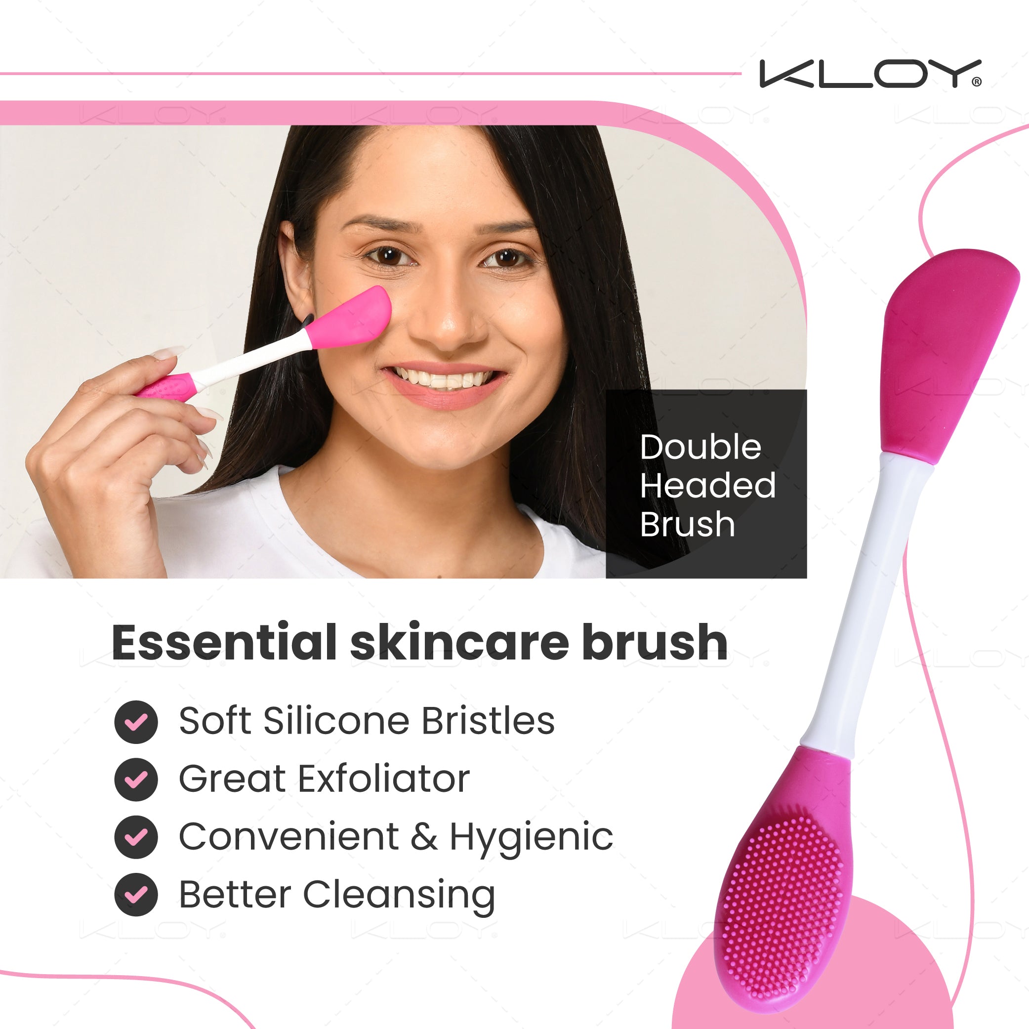 KLOY Silicone Face Mask Applicator & Lip Cleansing Brush Made With Ultra Hygienic Soft Silicone bristle for Gentle Exfoliation (Peach)