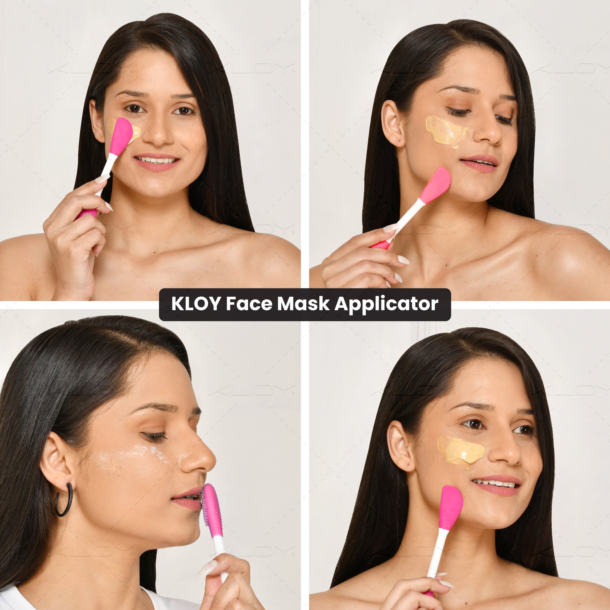 KLOY Silicone Face Mask Applicator & Lip Cleansing Brush Made With Ultra Hygienic Soft Silicone bristle for Gentle Exfoliation (Peach)