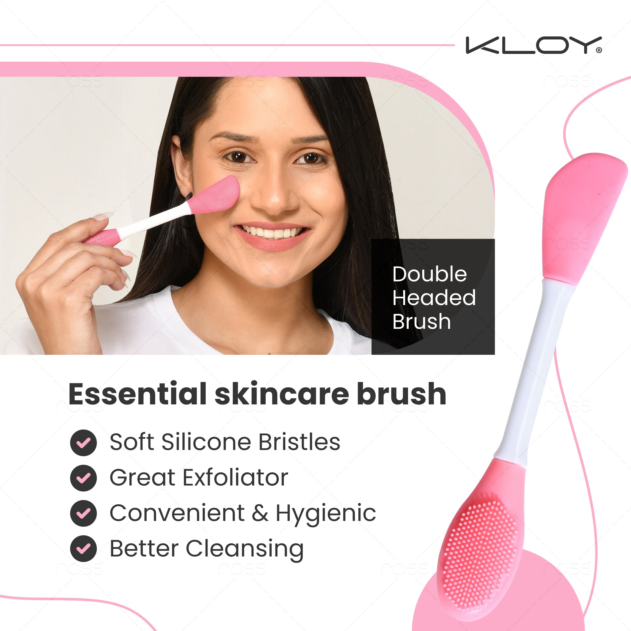 KLOY Silicone Face Mask Applicator & Lip Cleansing Brush Made With Ultra Hygienic Soft Silicone bristle for Gentle Exfoliation