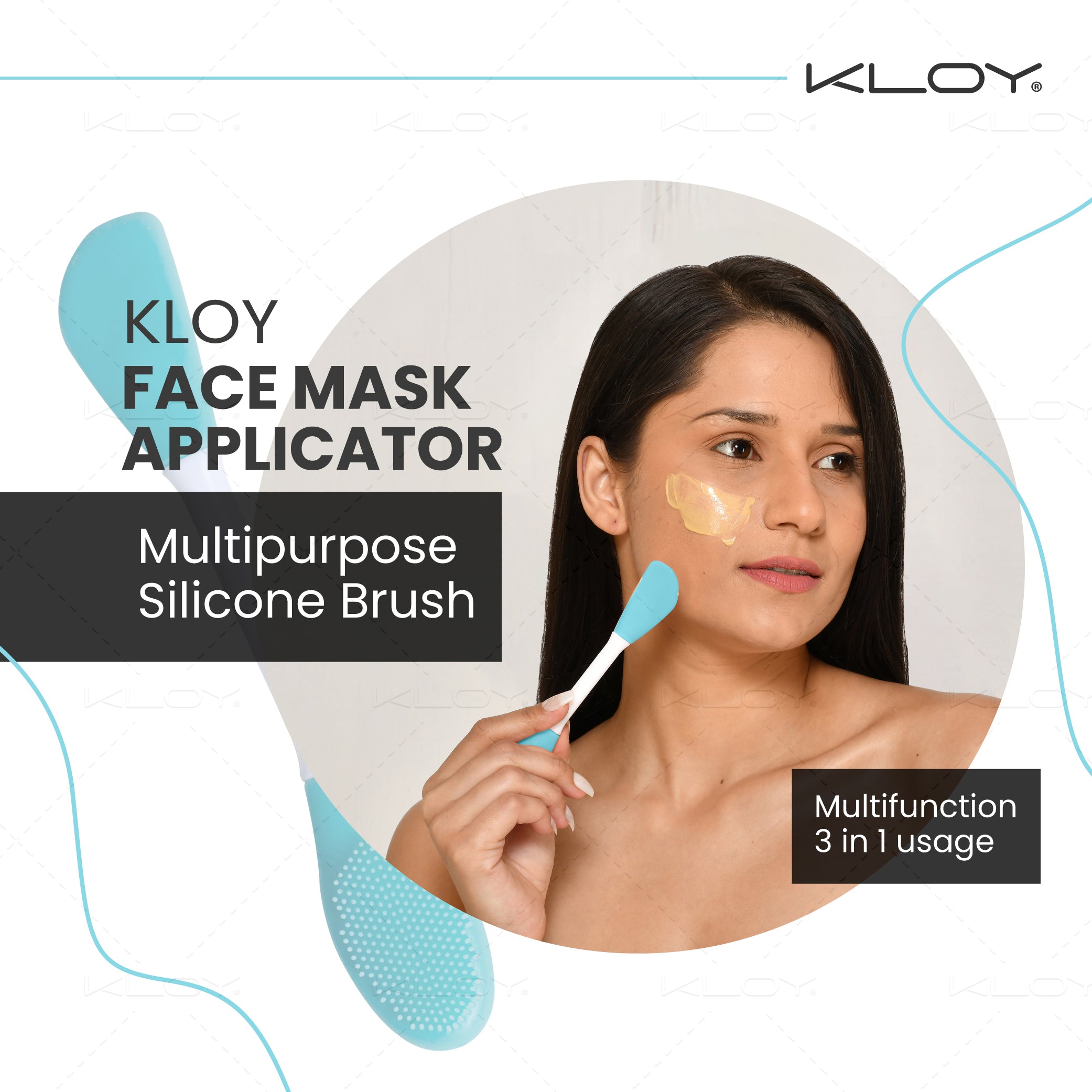 KLOY Silicone Face Mask Applicator & Lip Cleansing Brush Made With Ultra Hygienic Soft Silicone bristle for Gentle Exfoliation