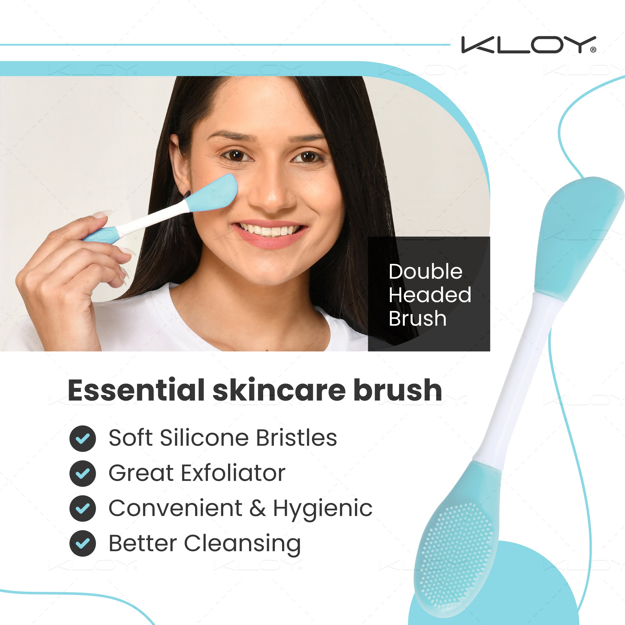 KLOY Silicone Face Mask Applicator & Lip Cleansing Brush Made With Ultra Hygienic Soft Silicone bristle for Gentle Exfoliation