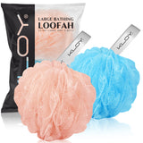 KLOY Large Bath Loofah Sponge Scrubber Exfoliator for High Lather Cleansing, pack of 2 (Peach and Blue)