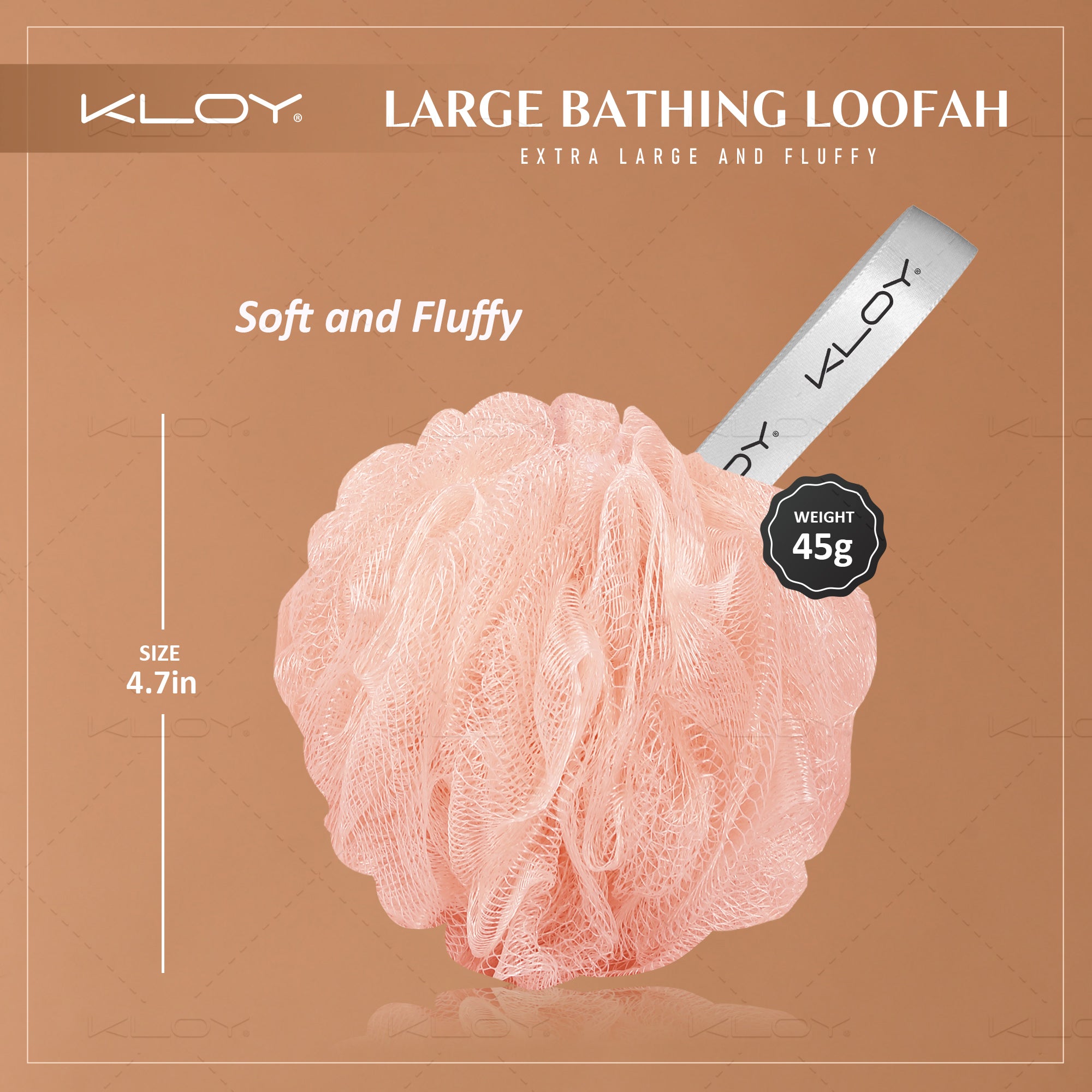 KLOY Large Bath Loofah Sponge Scrubber Exfoliator for High Lather Cleansing, pack of 2 (Peach and Blue)