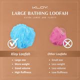 KLOY Large Bath Loofah Sponge Scrubber Exfoliator for High Lather Cleansing, pack of 2 (Peach and Blue)