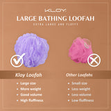 KLOY Large Bath Loofah Sponge Scrubber Exfoliator for High Lather Cleansing, pack of 2 (Peach and Blue)
