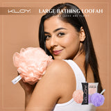 KLOY Large Bath Loofah Sponge Scrubber Exfoliator - Peach And Purple (Pack Of 2 )