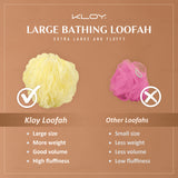 KLOY Large Bath Loofah Sponge Scrubber Exfoliator for High Lather Cleansing, pack of 2 (Peach and Blue)