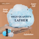 KLOY Large Bath Loofah Sponge Scrubber Exfoliator for High Lather Cleansing, pack of 2 (Peach and Blue)
