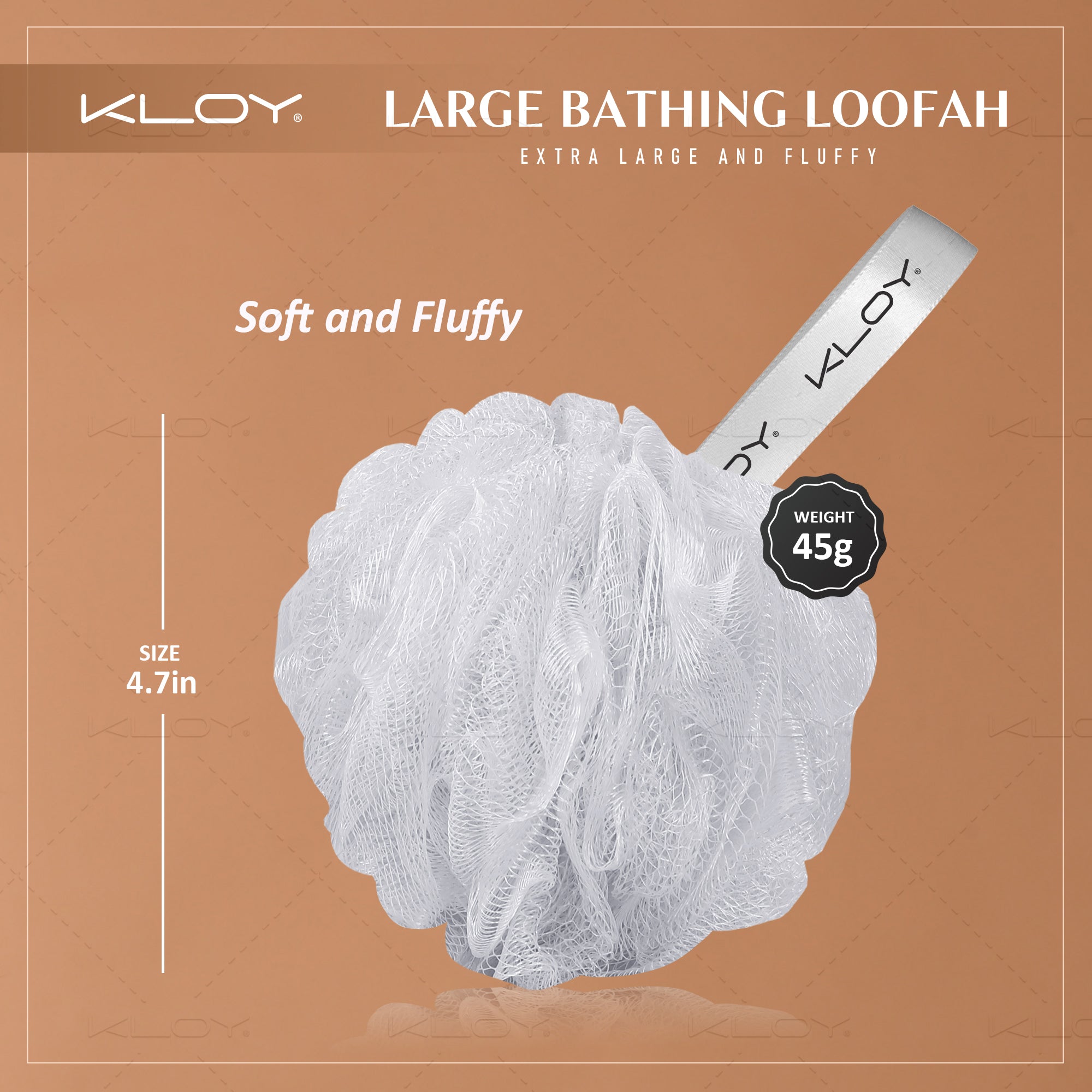KLOY Large Bath Loofah Sponge Scrubber Exfoliator for High Lather Cleansing, pack of 2 (Peach and Blue)