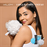 KLOY Large Bath Loofah Sponge Scrubber Exfoliator for High Lather Cleansing, pack of 2 (Peach and Blue)