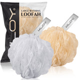 KLOY Large Bath Loofah Sponge Scrubber Exfoliator for High Lather Cleansing, pack of 2 (Peach and Blue)