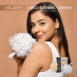 KLOY Large Bath Loofah Sponge Scrubber Exfoliator for High Lather Cleansing, pack of 2 (Peach and Blue)