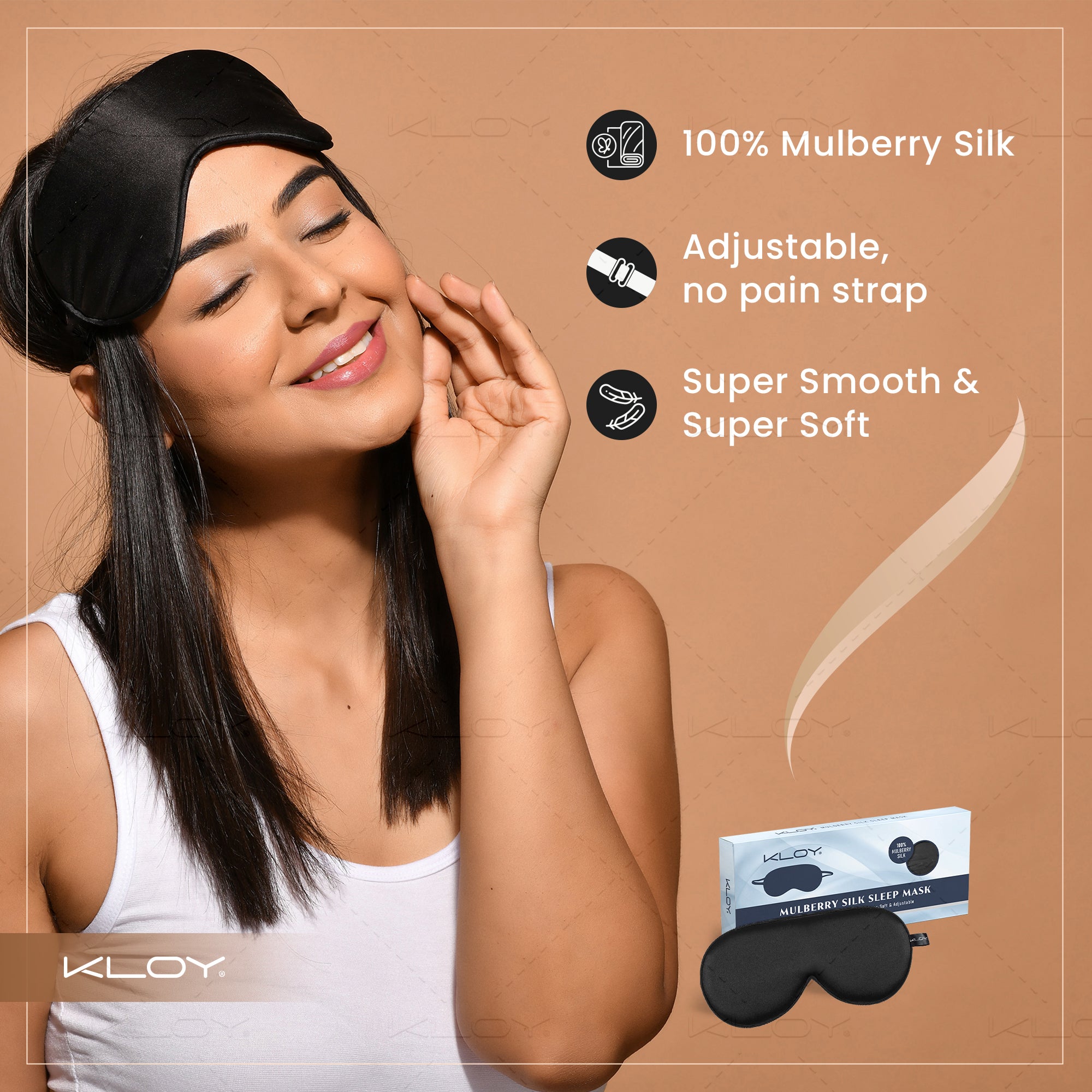 KLOY 100% Mulberry Silk Sleep Eye Mask, Super Smooth for Blind Fold