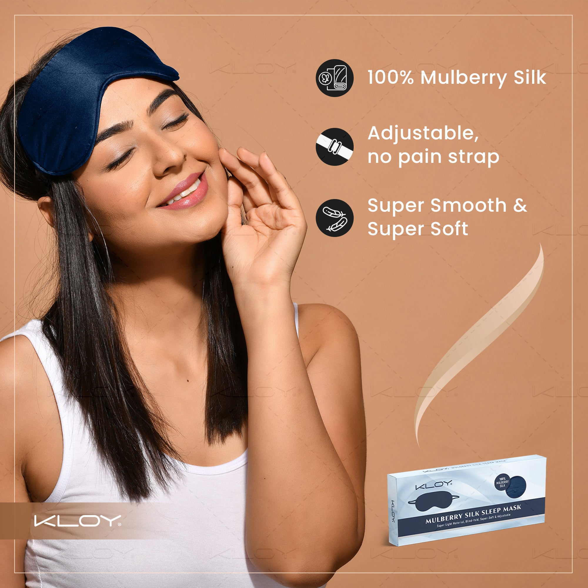 KLOY 100% Mulberry Silk Sleep Eye Mask, Super Smooth for Blind Fold