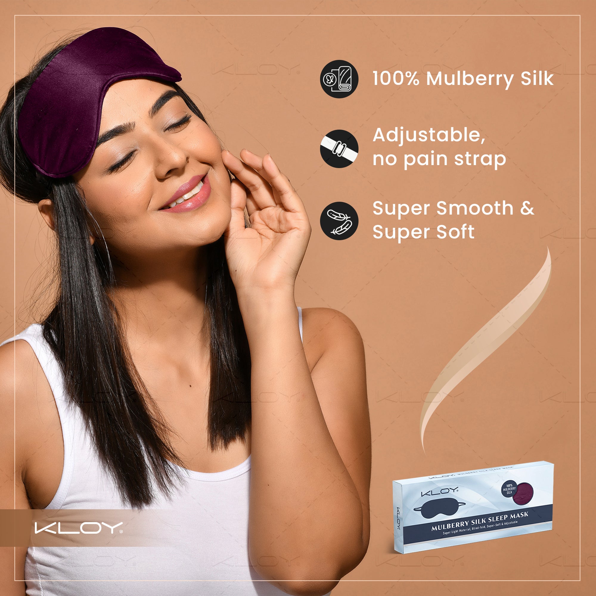 KLOY 100% Mulberry Silk Sleep Eye Mask, Super Smooth for Blind Fold