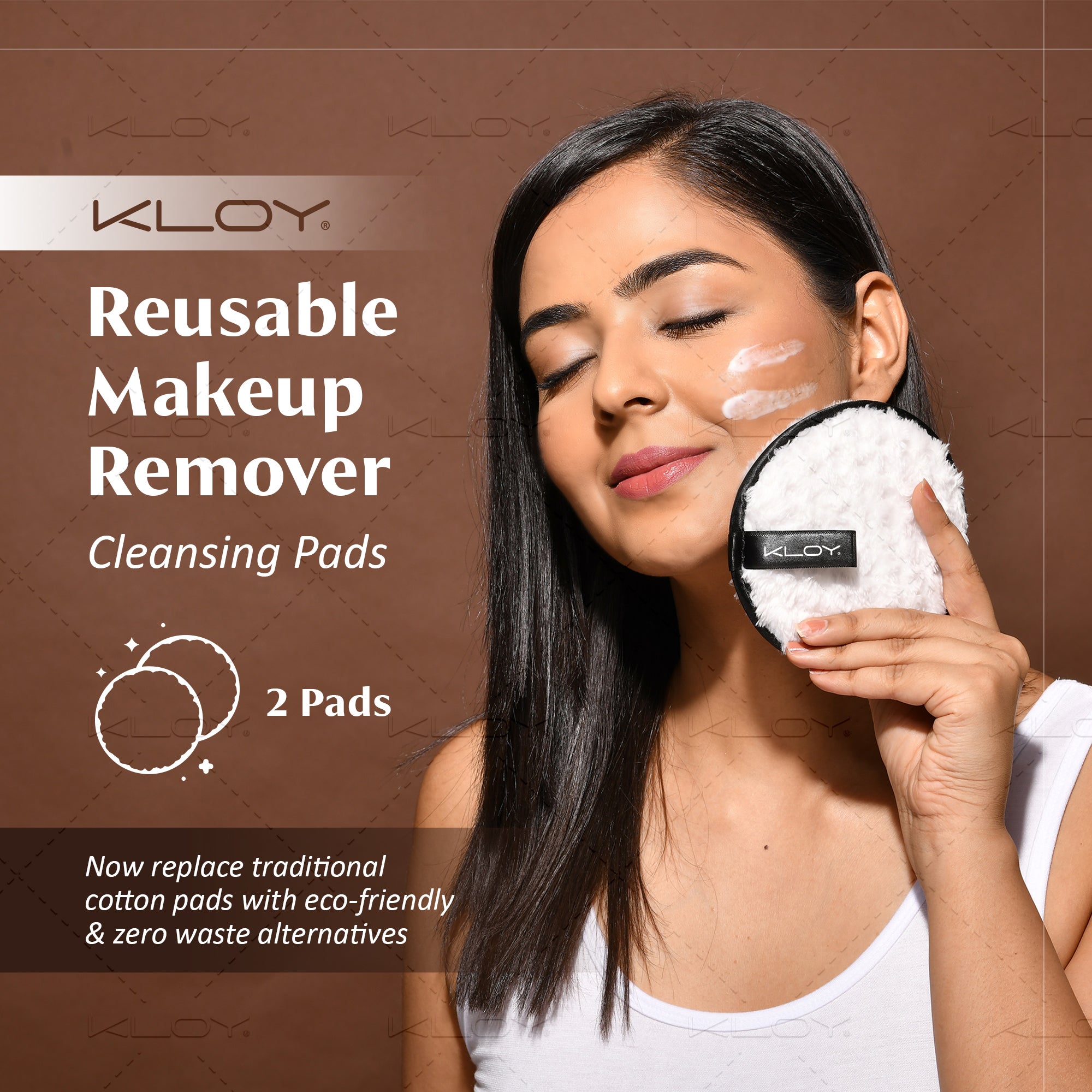 KLOY Reusable Multipurpose Makeup Removal Facial Cleansing Pads, Pink & Black, Safe for Dry & Sensitive Skin (Pack of 2)