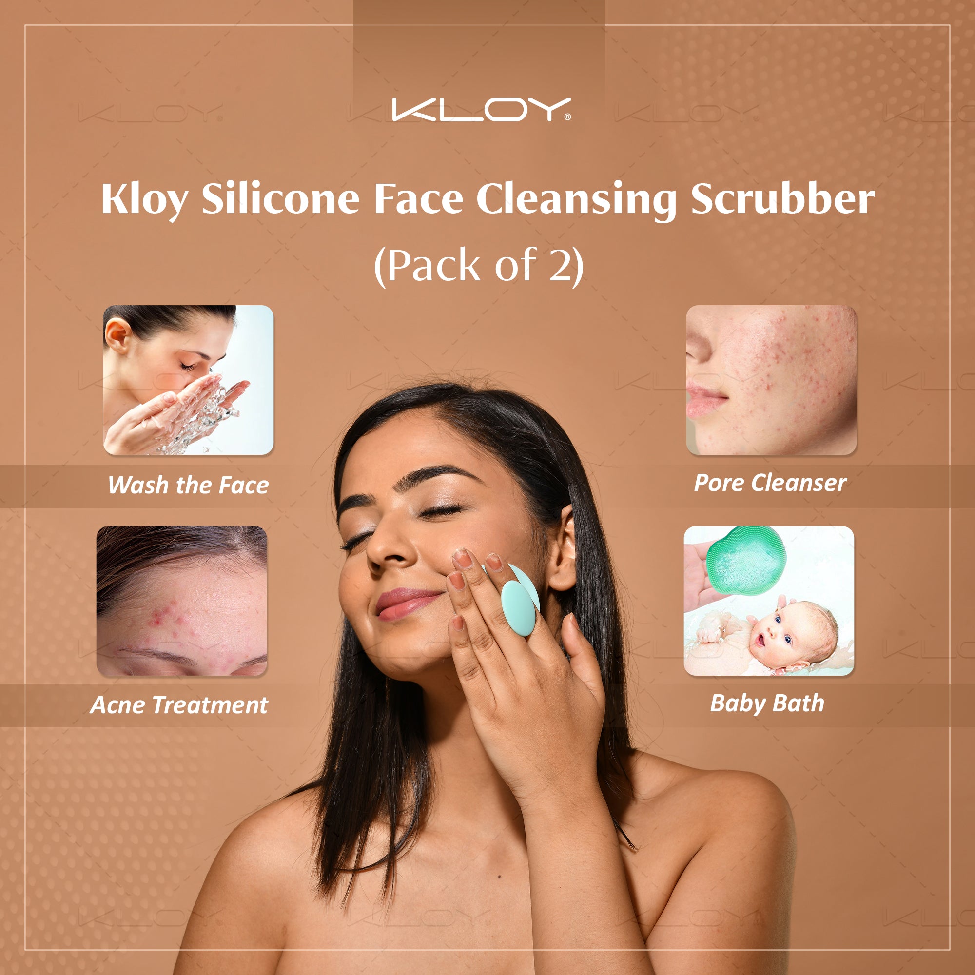 KLOY Silicone Face Cleansing Scrubber for Exfoliation, Massaging (Pack of 2)