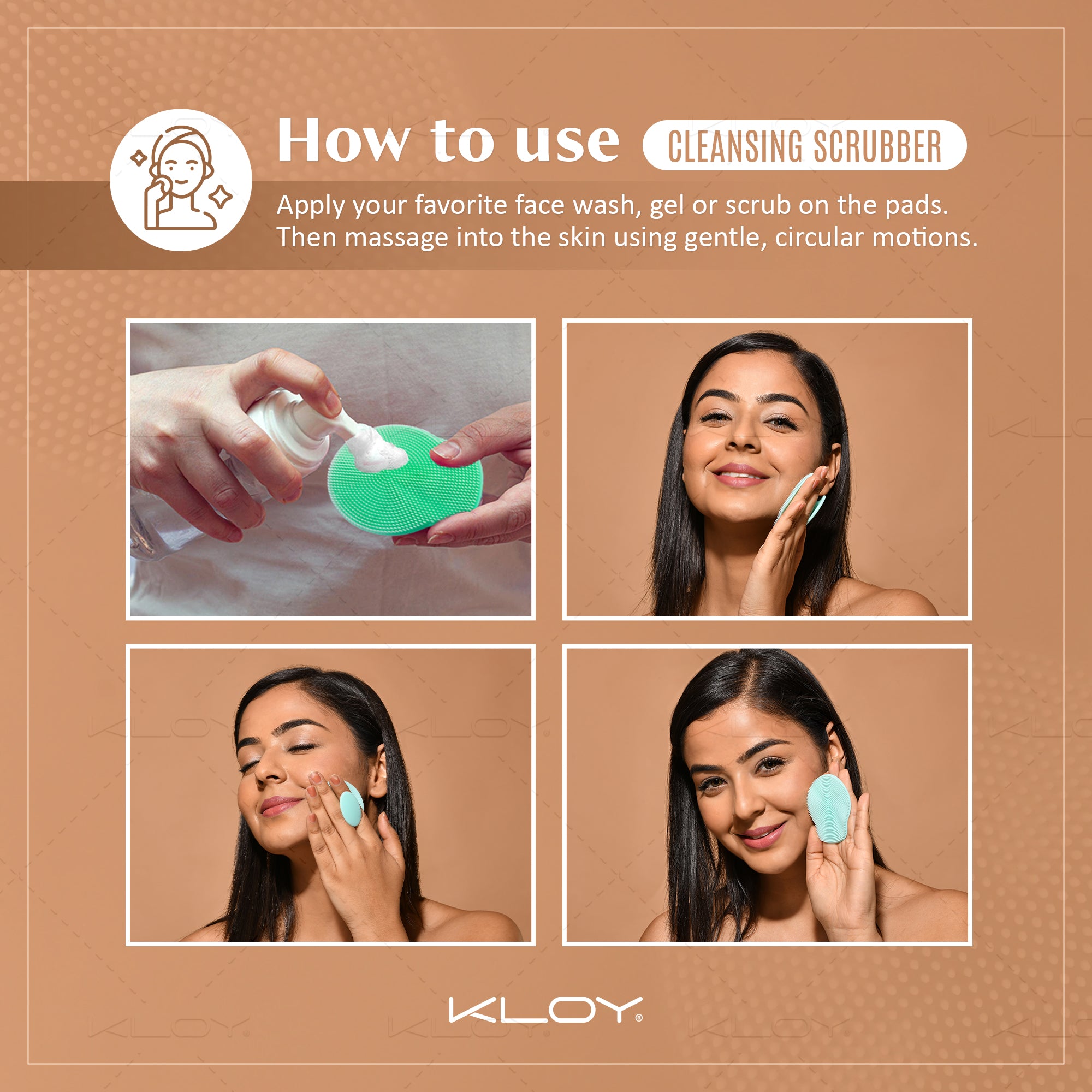 KLOY Silicone Face Cleansing Scrubber for Exfoliation, Massaging (Pack of 2)
